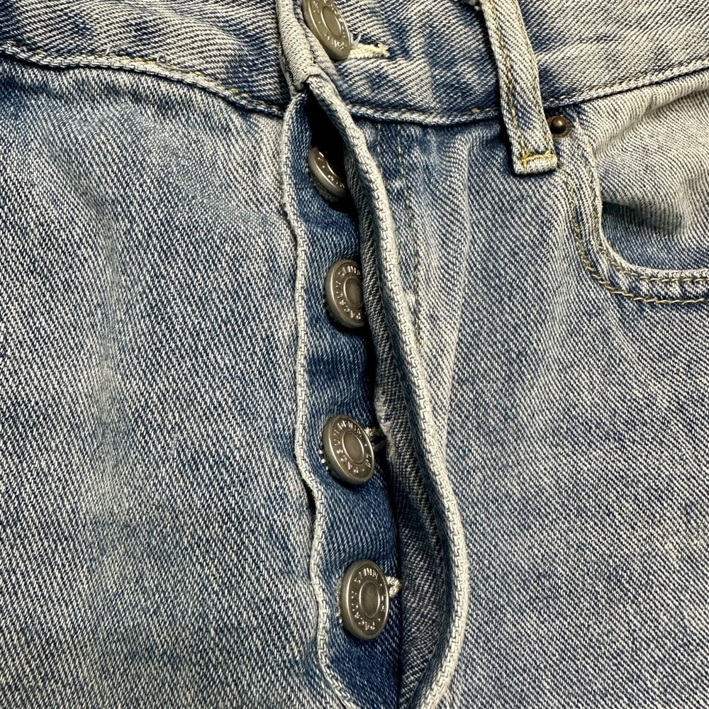 PacSun High Rise‎ Distressed Jeans Raw Hem Light Wash - Picture 5 of 9